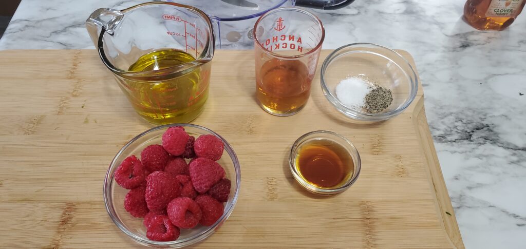 ingredients for a raspberry vinaigrette